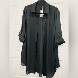 NWT Torrid Mini Crepe Button- Down Coverup Shirt Dress Size 0 Deep Black